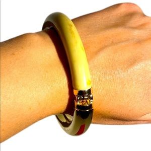 Banana Republic Ivory Acrylic Gold Hinged Bracelet